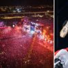 la folla del red valley festival e irama con la bandiera dei quattro mori