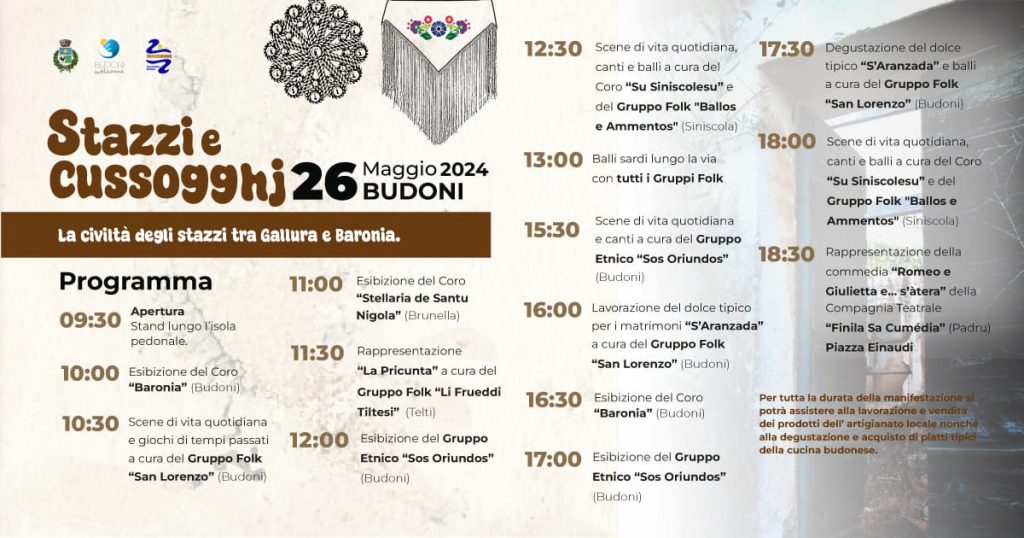 Budoni Stazzi e Cussogghj: ecco il programma
