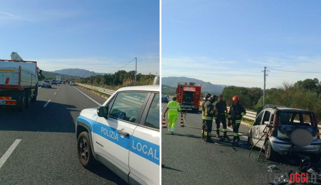 Auto in fiamme sulla strada Olbia-Monti, paura per la conducente