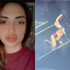 A sinistra: Jessica Mazzoli (Ig). A destra: Elodie durante il concerto mentre butta giù il telefono a un giornalista troppo vicino