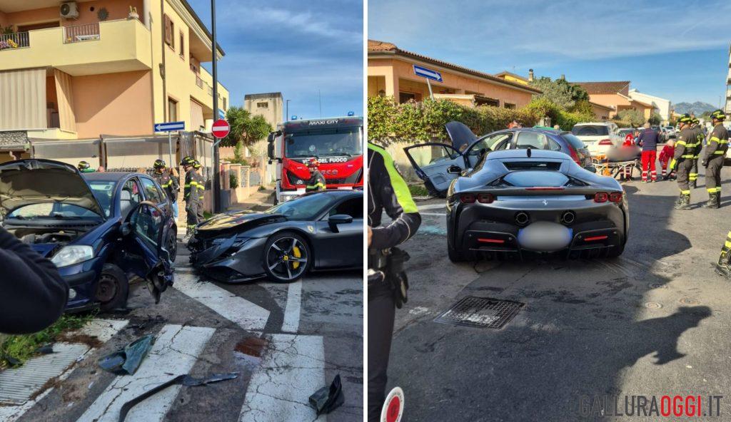 Violento incidente a Olbia, distrutta una Ferrari ci sono feriti