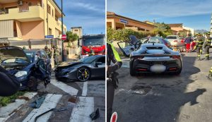 Violento incidente a Olbia, distrutta una Ferrari ci sono feriti