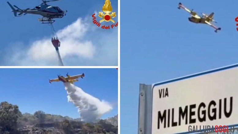 incendio portisco canadair elicottero olbia