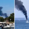 yacht in fiamme tavolara loiri porto san paolo mare