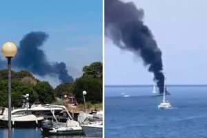 yacht in fiamme tavolara loiri porto san paolo mare