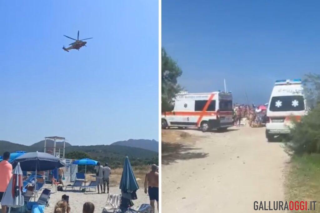 malore spiaggia porto rotondo ambulanze elisoccorso