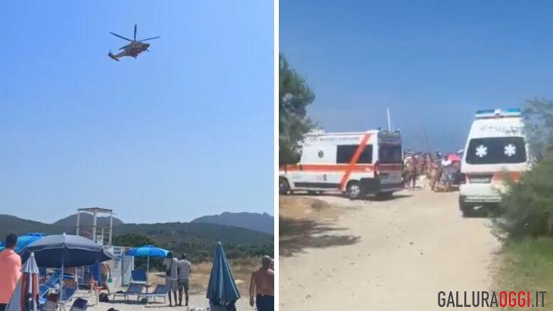 malore spiaggia porto rotondo ambulanze elisoccorso