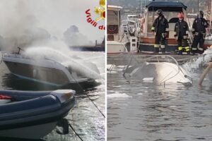 incendio la maddalena barca fiamme motoscafo cala camiciotto