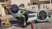 Incidente a Olbia, auto ribaltata in via dei Lidi