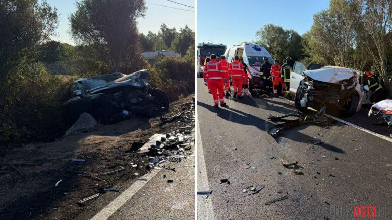 Scontro frontale alle porte di Olbia, quattro feriti estratti dalle lamiere