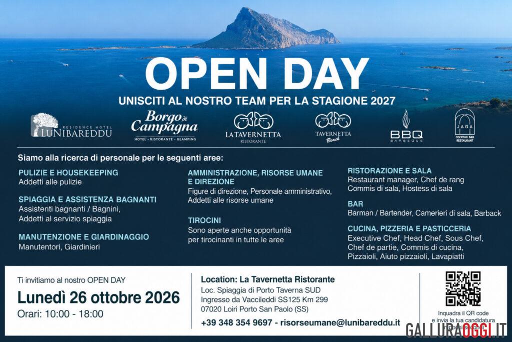 Lavorare nel turismo, Open Day il 26 ottobre a Porto Taverna